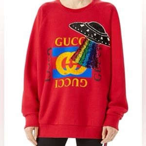 GUCCI Jersey Sweatshirt with UFO Appliqué